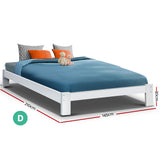 Artiss Bed Frame Double Size Wooden White JADE