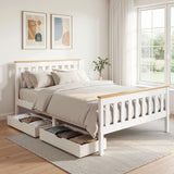 Artiss Bed Frame Double Size Wooden Platform with 2 Storage Drawers White PONY