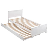 Artiss Single Bed Frame with Trundle Solid Wood Toddler Bunk Bed with Headboard White