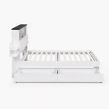 Artiss King Single Bed Frame with Storage Drawers White Platform Bedframe with Bookcase Headboard Charging Station Led Light
