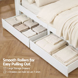 Artiss King Single Bed Frame with Storage Drawers White Platform Bedframe with Bookcase Headboard Charging Station Led Light