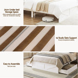 Artiss Single Bed Frame with Storage Drawers White Platform Bedframe with Bookcase Headboard Charging Station Led Light