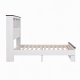 Artiss Single Bed Frame with Storage Bookcase Headboard and Footboard, White