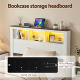 Artiss Single Bed Frame with Storage Bookcase Headboard and Footboard, White