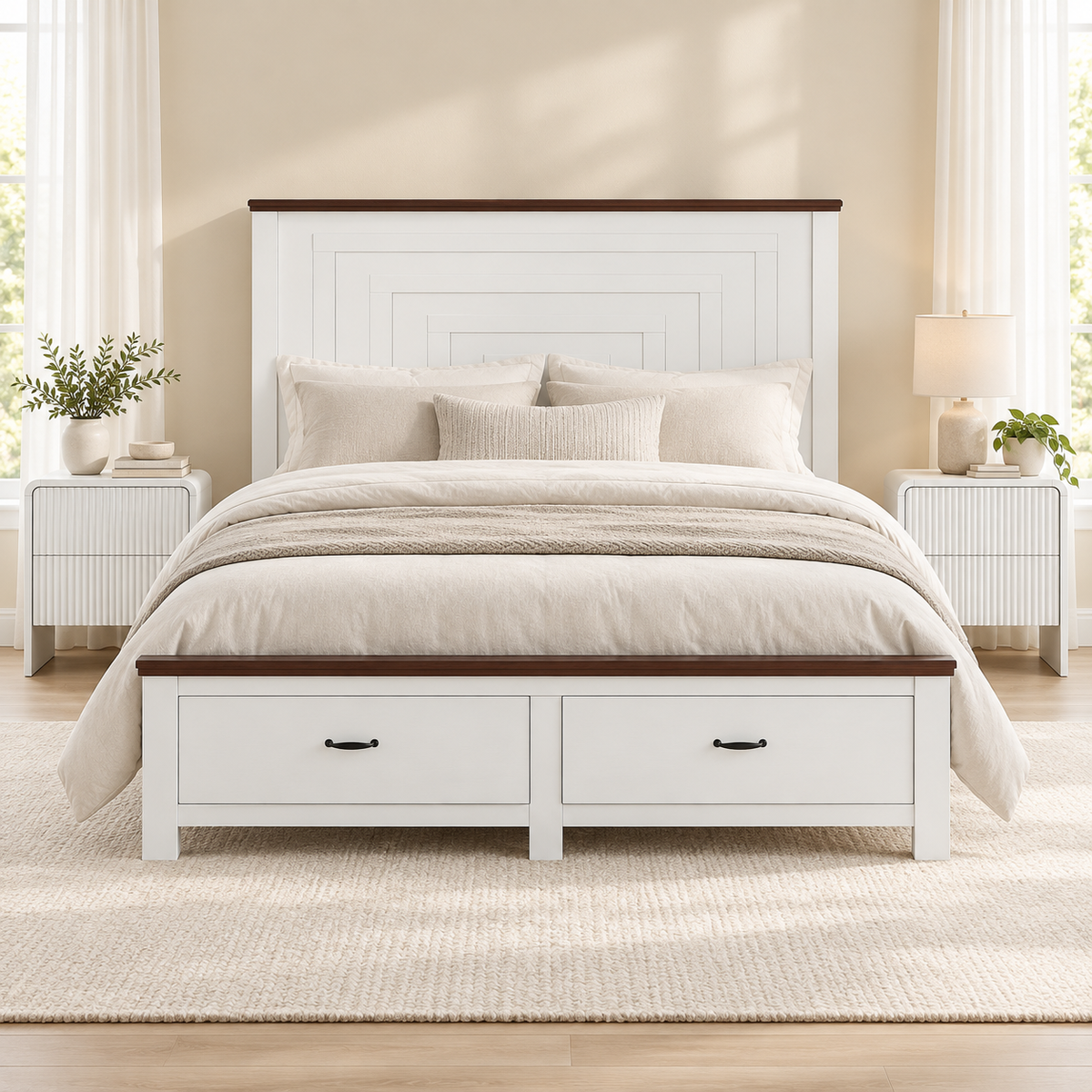 Artiss Queen Wooden Bed Frame and 2 Bedside Table Bedroom Furniture Set