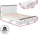Artiss Queen Wooden Bed Frame and 2 Bedside Table Bedroom Furniture Set