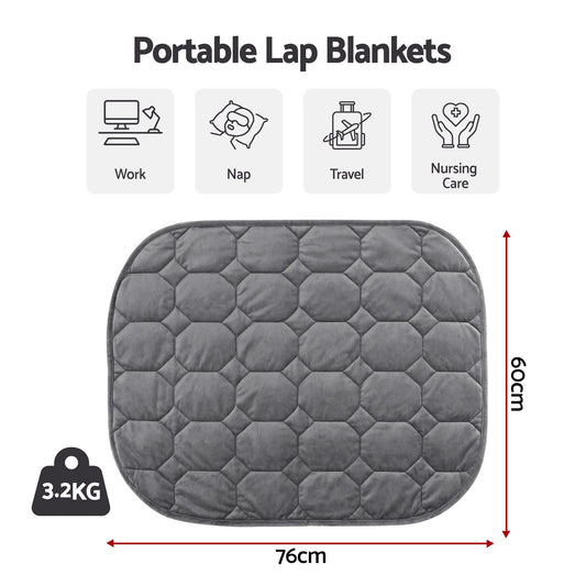 Giselle Weighted Lap Blanket 3.2KG Grey Crystal Velvet Quilted Glass Bead Fill for Sofa Office