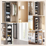 Artiss Hanging Closet Organiser 5 Tier Wardrobe Storage Grey 104cm