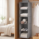 Artiss Hanging Closet Organiser 5 Tier Wardrobe Storage Grey 104cm