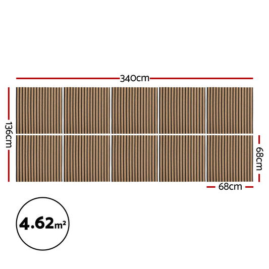 Artiss 10PCS Peel and Stick Wall Panels Tiles 68X68CM Self Adhesive for Home Office Studio Brown