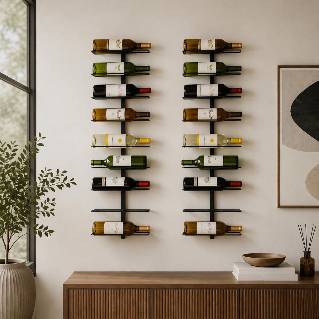 Artiss Wall Mounted Wine Rack Holder Black Metal - Set of 2 (18-Bottle Capacity)