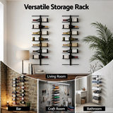 Artiss Wall Mounted Wine Rack Holder Black Metal - Set of 2 (18-Bottle Capacity)