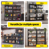 Giantz 2-Rack Garage Shelving 1.6X0.8m MDF Warehouse Shelves Storage Rack Black