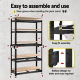Giantz 2-Rack Garage Shelving 1.6X0.8m MDF Warehouse Shelves Storage Rack Black