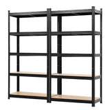 Giantz 2-Rack Garage Shelving 1.6X0.8m MDF Warehouse Shelves Storage Rack Black