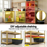Giantz 2-Rack Garage Shelving 1.6X0.8m MDF Warehouse Shelves Storage Rack Yellow