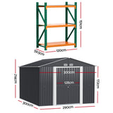 Giantz Garden Shed with 3-Tier Garage Shelving Rack Outdoor Tool Storage Racks