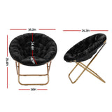 Artiss Cozy Saucer Chair Soft Faux Fur Folding Accent Chair for Bedroom Black