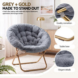 Artiss Cozy Saucer Chair Soft Faux Fur Folding Accent Chair for Bedroom Grey