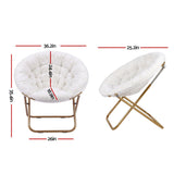 Artiss Cozy Saucer Chair Soft Faux Fur Folding Accent Chair for Bedroom White