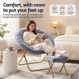 Artiss Comfy Saucer Chair Soft Faux Fur Foldable Accent Chair with Ottoman Grey