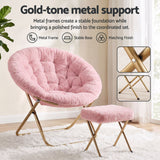 Artiss Comfy Saucer Chair Soft Faux Fur Foldable Accent Chair with Ottoman Pink