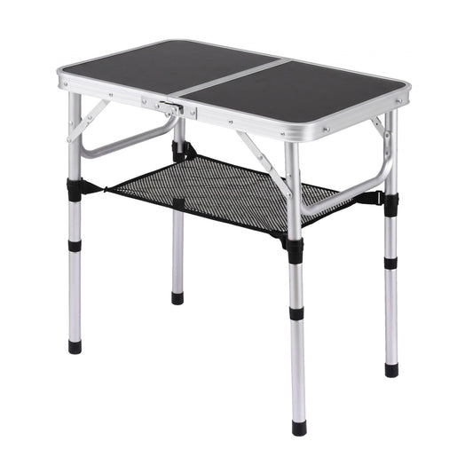 Weisshorn Folding Camping Table Adjustable Aluminium 60 x 40 cm Black