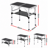 Weisshorn Folding Camping Table Adjustable Aluminium 60 x 40 cm Black
