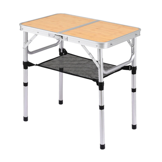 Weisshorn Folding Camping Table Adjustable Aluminium 60 x 40 cm Wood Grain