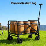 Gardeon Garden Cart Folding Trolley Camping Wagon Barrow Outdoor Beach Beige