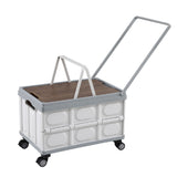 Gardeon Collapsible Outdoor Storage Box 54L Stackable Folding Camping Organizer Wheels Plywood Lid Beige