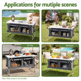Weisshorn Camping Table Adjustable Storage Cabinet Aluminum MDF 120cm Grey