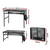 Gardeon BBQ Camp Table, 90*60*66 Portable Foldable Lightweight Grill Outdoor Metal Table 3.9kg