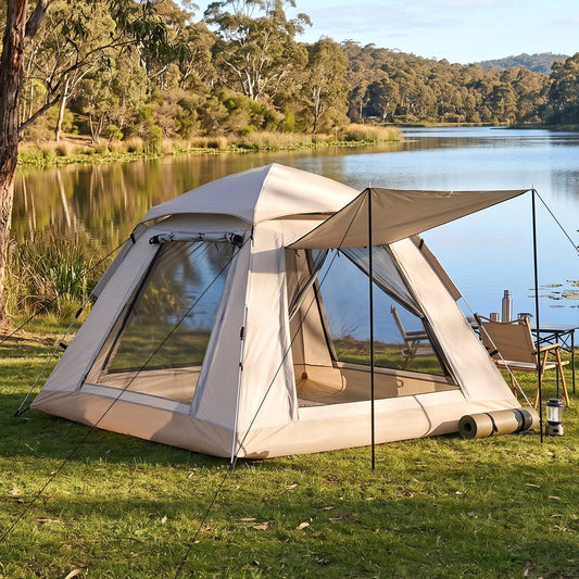 Weisshorn Camping Tent Family Shelter 210D Oxford Fabric Awning 210cm Khaki