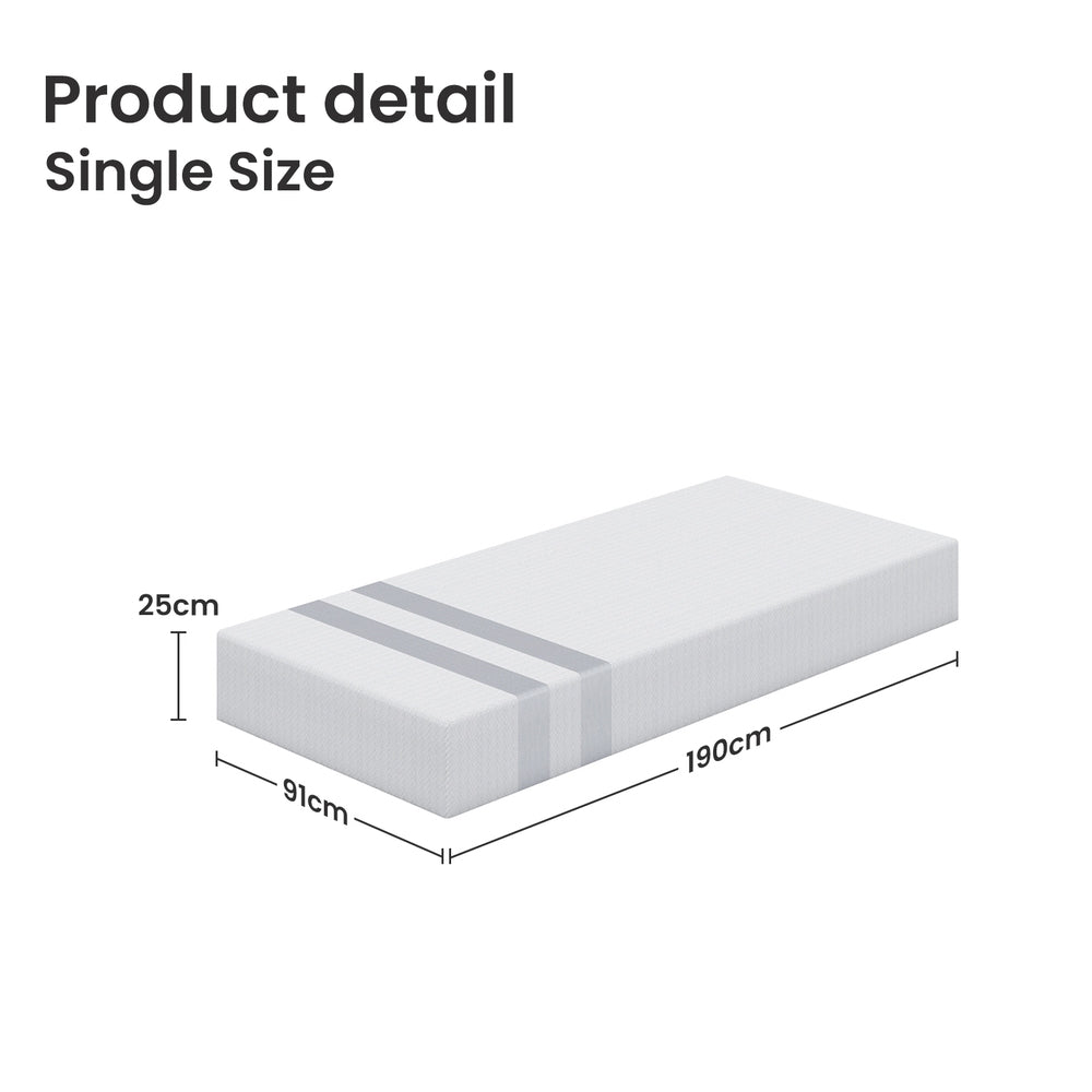 25cm Single Reversible Gel Memory Foam Mattress BedStory Medium & Firm
