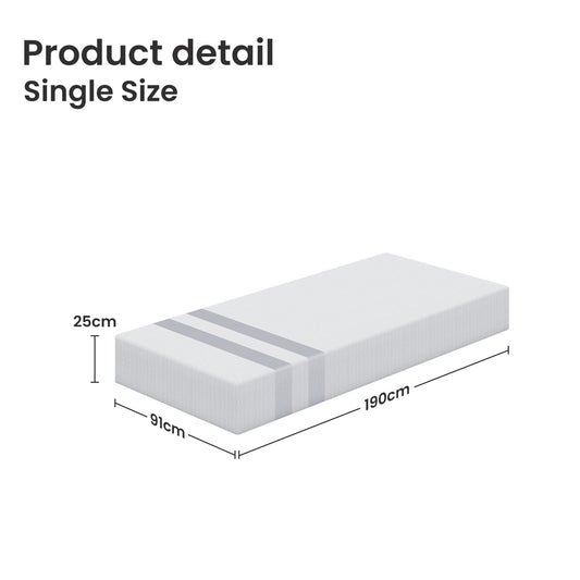 25cm Single Reversible Gel Memory Foam Mattress BedStory Medium & Firm