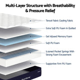 RoomSense Queen 34cm Medium Soft Gel Mattress Bundle, Oatmeal Bed Frame