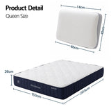 RoomSense Queen 26cm Firm Mattress Bundle with 2 Dual-Sided Cooling Pillows