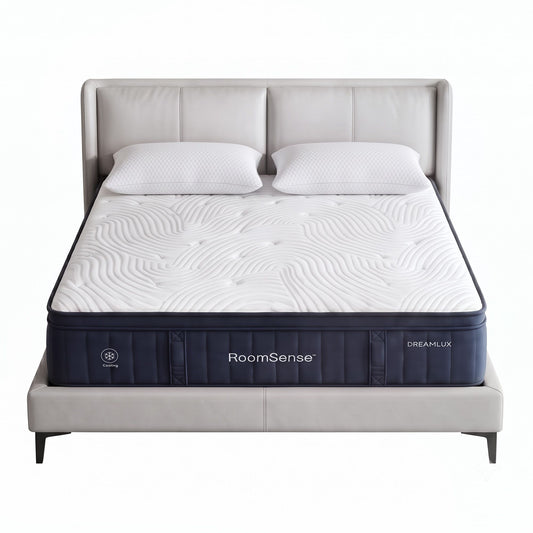 RoomSense Queen 34cm Medium Soft Gel Mattress Bundle with 2 Cooling Pillows