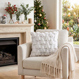 Jingle Jollys Christmas Tree Pillow Covers 2 Packs Cushion Covers Soft Faux Fur Jacquard Throw Pillow Covers 45 x 45cm White