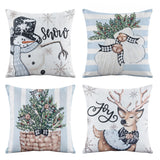 Jingle Jollys Christmas Cushion Covers Set of 4 Pillow Covers 45x45cm with 4 Cute Patterns Blue