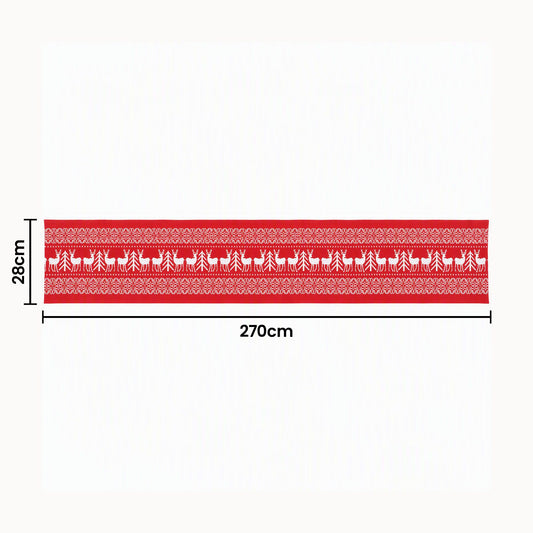 Jingle Jollys Christmas Table Runner Reindeers 270x28CM Dining Party Decor Red
