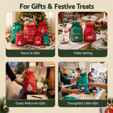 Jingle Jollys 12PCS Christmas Gift Bags Reusable Drawstring Candy Treats Bags 2 Sizes