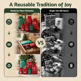 Jingle Jollys 12PCS Christmas Gift Bags Reusable Drawstring Candy Treats Bags 2 Sizes