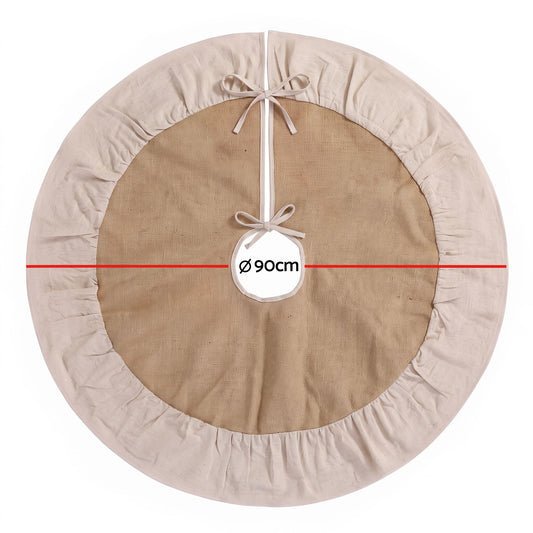 Jingle Jollys 90cm Christmas Tree Skirt Linen Christmas Tree Mat Decor