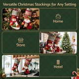 Jingle Jollys 4PCS Christmas Stockings Large 3D Plush Santa Snowman 43.5cm Christmas Decor for Family Holiday Christmas Party Decorations