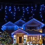 Jingle Jollys 32M Christmas Lights Solar Icicle String Lights 960 LED Blue