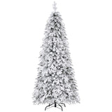Jingle Jollys Christmas Tree 2.1m Flocking Pencil Tree LED Xmas 860 Tips White