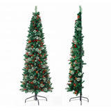 Jingle Jollys 2.1m Artificial Slim Christmas Tree Pine Cone Berry Decor Corner