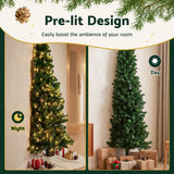 Jingle Jollys 2.4m Pre-Lit Christmas Tree Slim Pencil Xmas Tree Corner Tree